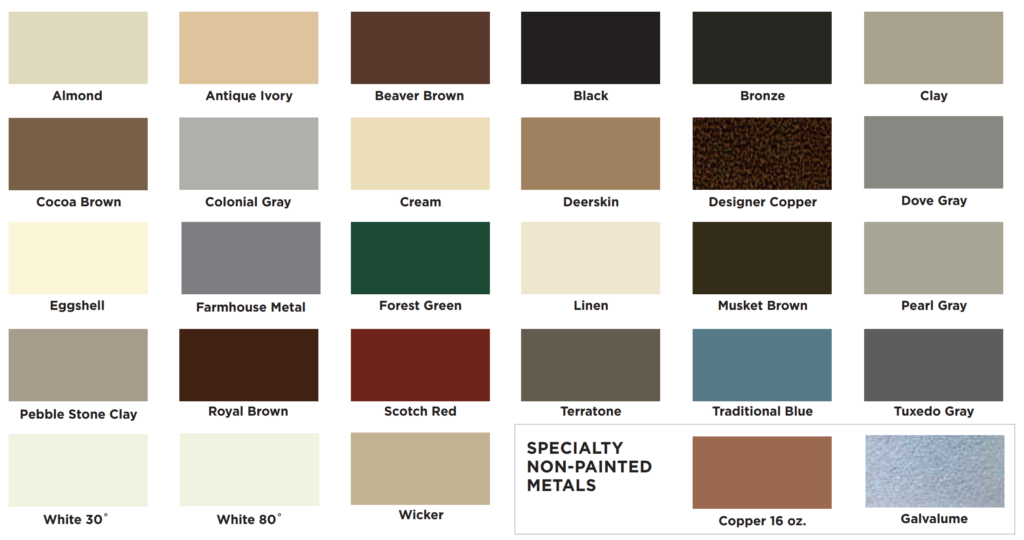 spectra gutter color sheet - G&L Aluminum Inc. | Seamless Rain Gutters